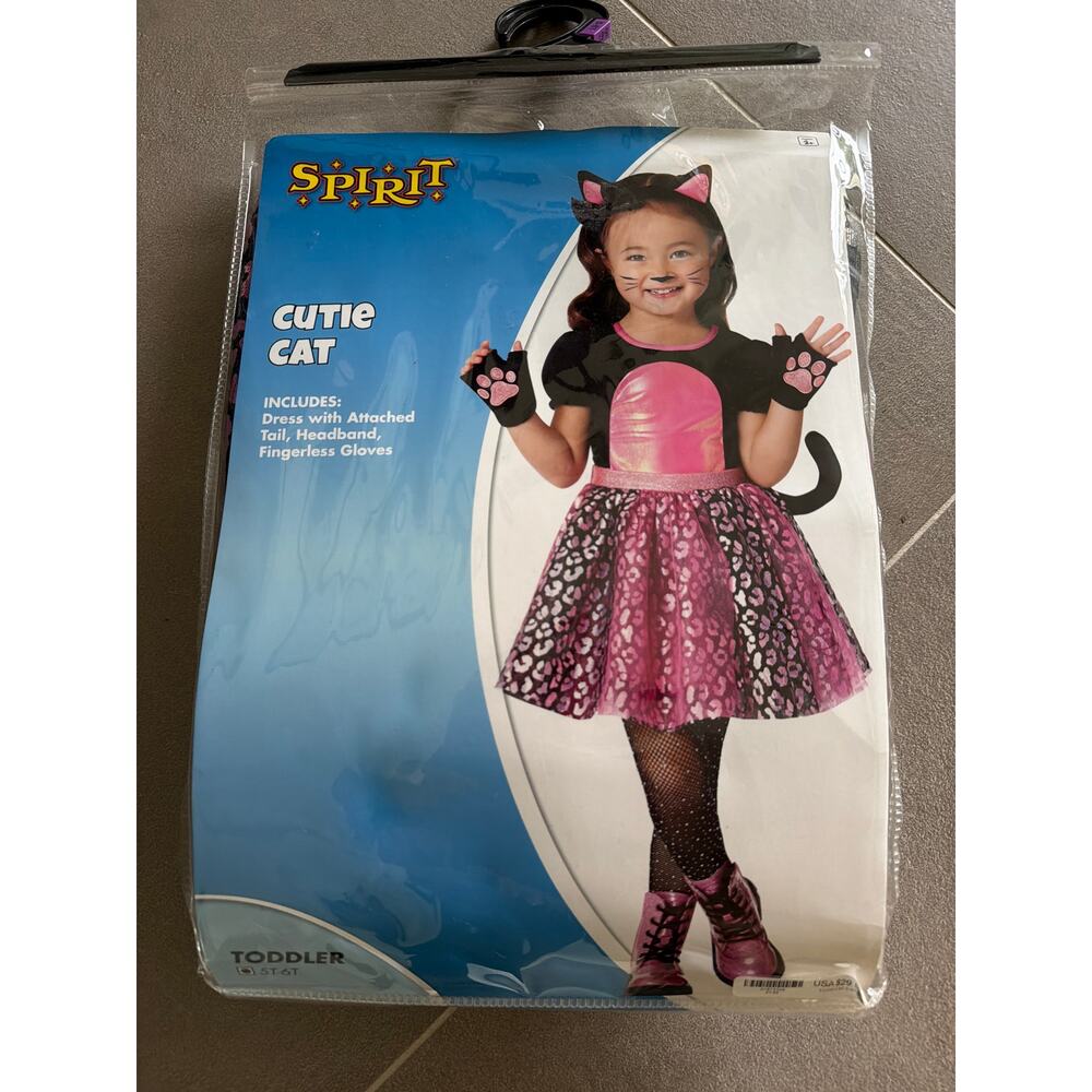 Toddler 5T-6T Official Spirit Halloween Cutie Cat Dress Costume Pink Black